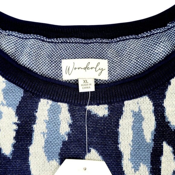 NWT Womens XL Wonderly Navy Animal Print Oversized Long Sleeve High-Low Sweater - Picture 8 of 12
